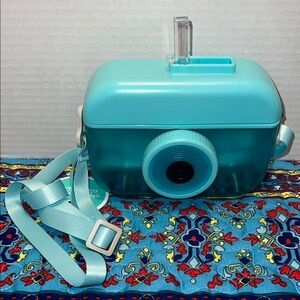 Blue Camera Shaped Plastic Canteen with Straw and Strap Drinkware (102)